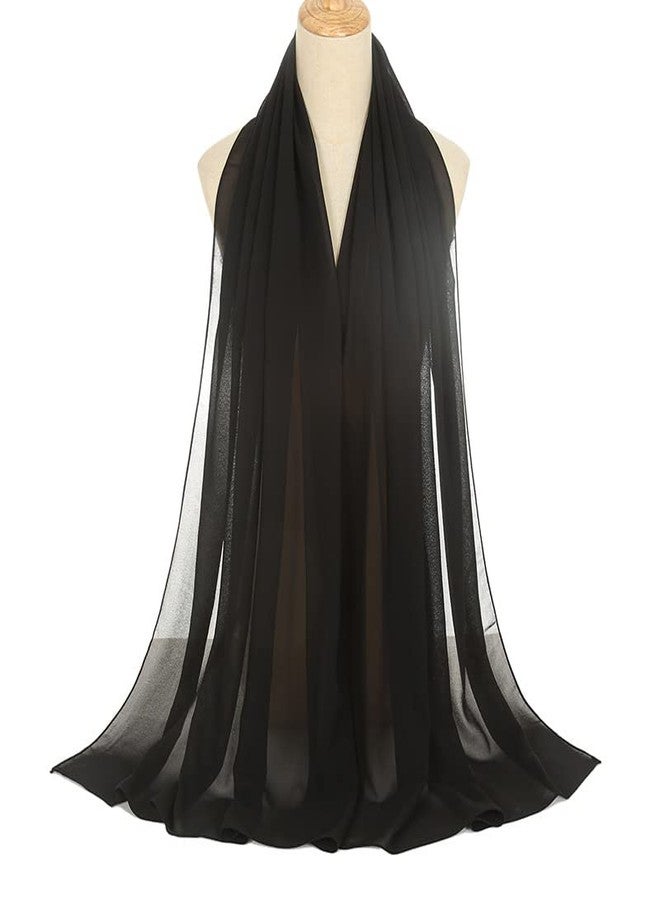 OVOY Sheer-Silk-Scarf for Women Black Long Scarf Chiffon Shawl Wrap for Evening Dresses Wedding Party Dress Accessory - Image 1
